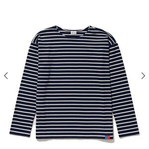 KULE The Boyfriend Navy/ Cream long Sleeve Top